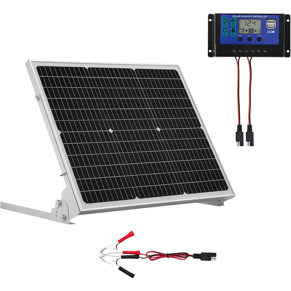 Solar Panel - เครื่องชาร์จแบตเตอรี่พลังงานแสงอาทิตย์ 50W 12V พร้อมระบบรักษาประจุ, เครื่องชาร์จแบตเตอรี่แผงโซลาร์เซลล์แบบโมโนพร้อมตัวควบคุม MPPT