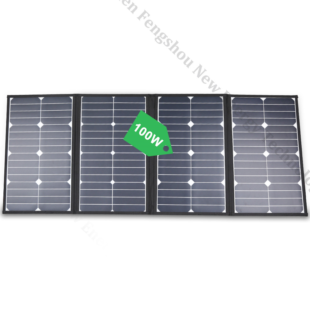 Solar Panel - เครื่องชาร์จแผงโซลาร์เซลล์แบบพับได้ 100 วัตต์แบบพกพาสำหรับตั้งแคมป์ RV ตัวควบคุมพลังงานแสงอาทิตย์และอุปกรณ์ชาร์จ