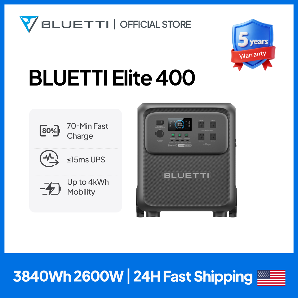 Outdoor Power Station - BLUETTI Elite 400 2600W 3840Wh สถานีพลังงานแสงอาทิตย์ความจุขนาดใหญ่พิเศษ
