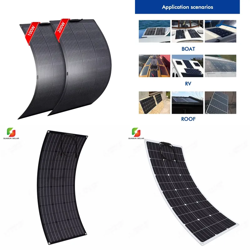 Solar Panel 200W - แผงโซลาร์เซลล์แบบยืดหยุ่น 50W 100W 150W 200W เปโรว์สไคต์