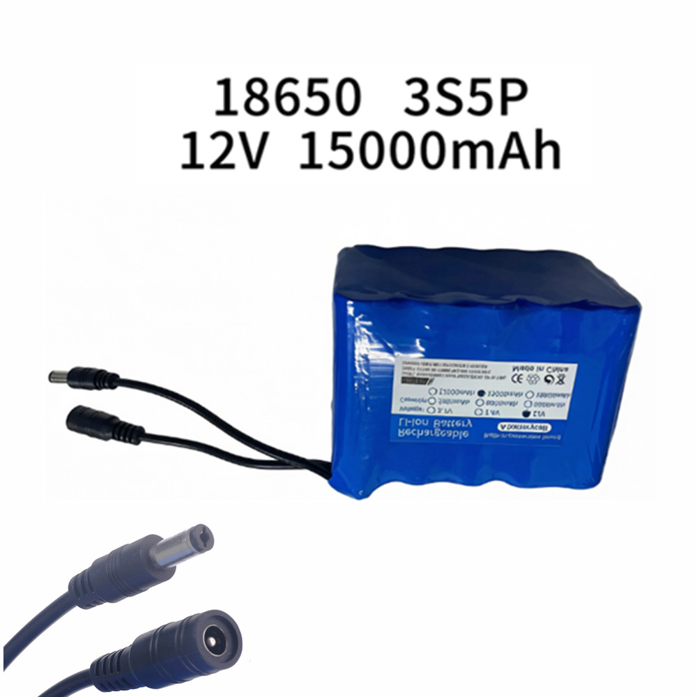 Lithium Battery 12V - แบตเตอรี่ตกปลา 12v 3S5P 15Ah แบบพกพา 12V