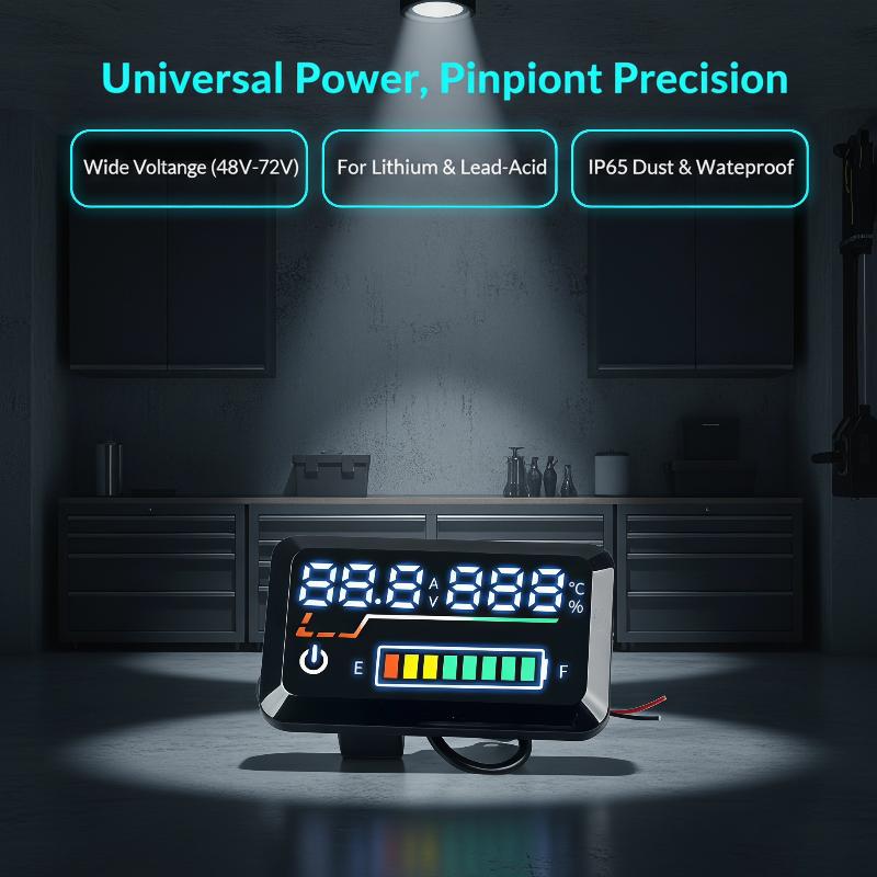 Energy Monitor Meter - เครื่องวัดแรงดันไฟฟ้าดิจิตอลแบบใหม่ พร้อมตัวบ่งชี้ระดับแบตเตอรี่ 48V-72V สำหรับสกู๊ตเตอร์ไฟฟ้า มอเตอร์ไซค์ รถจักรยานยนต์ไฟฟ้า