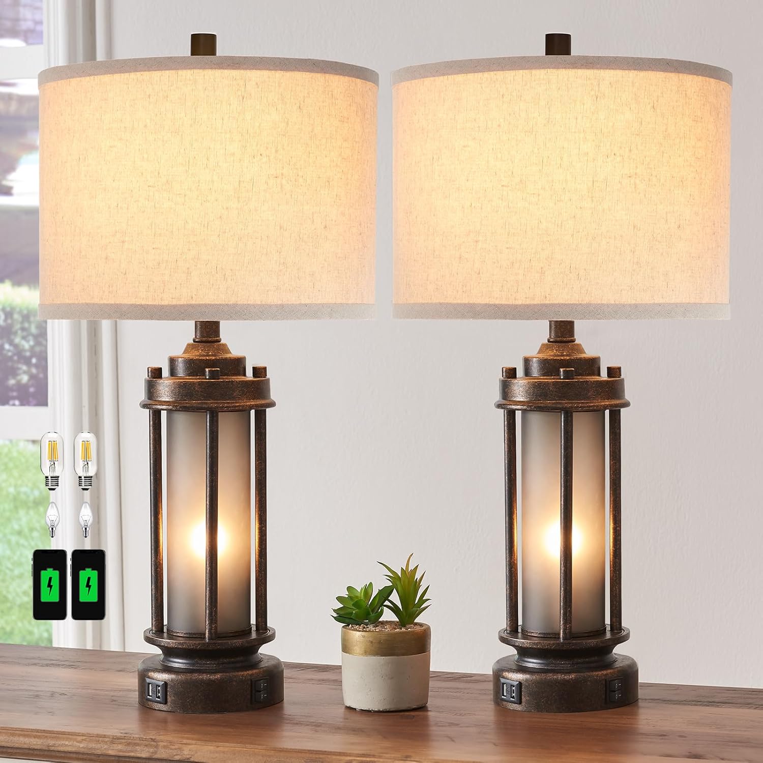 ชุดโคมไฟสไตล์ฟาร์มเฮาส์ 2 ชิ้น - Solar Lamp บทวิจารณ์และราคา