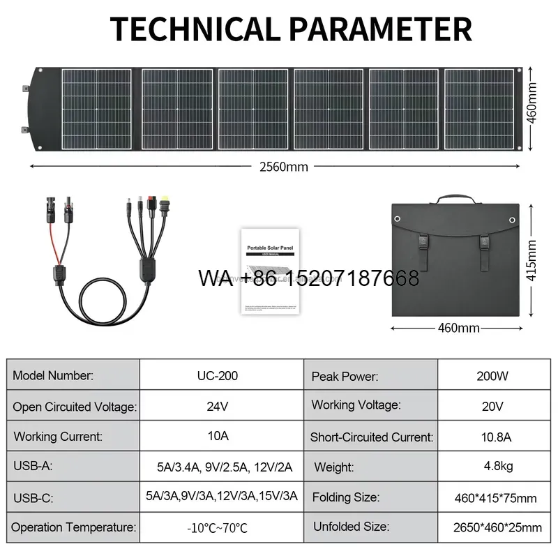 แผงโซลาร์เซลล์แบบพับได้ Wmwmnu - Solar Panel 200W บทวิจารณ์และราคา