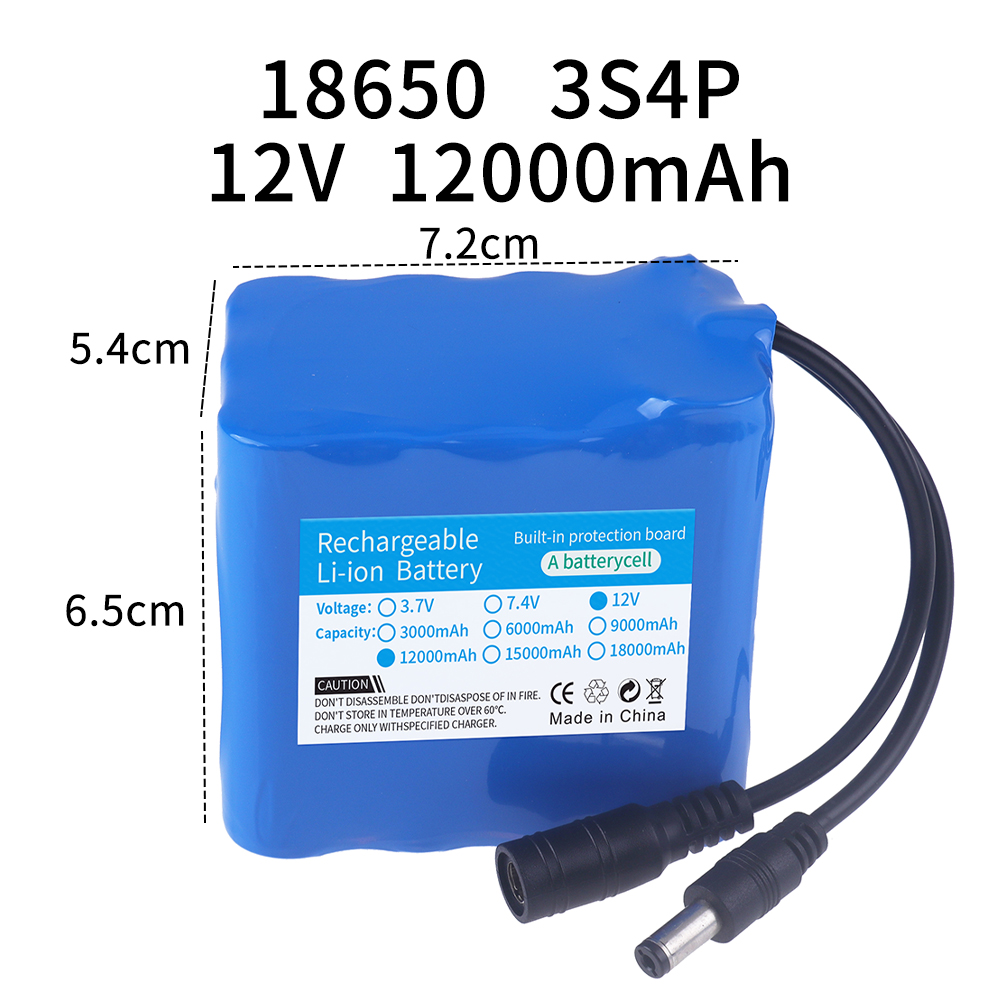 12V 12000mah แบตเตอรี่ 3S4P คว - Lithium Battery 12V บทวิจารณ์และราคา